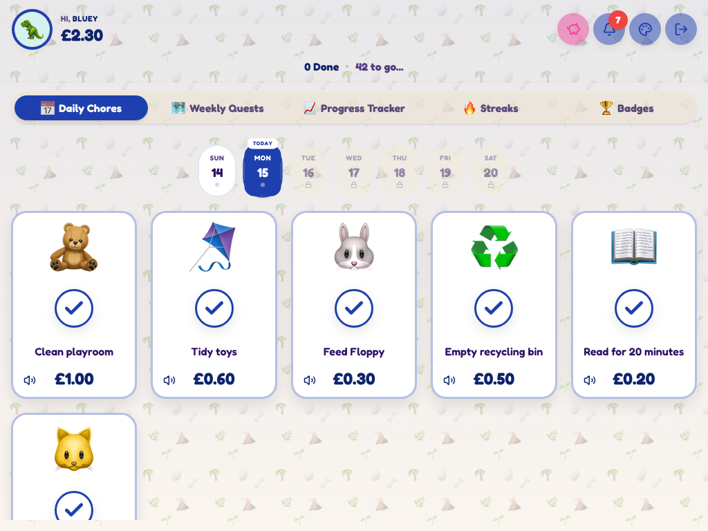 TickBucks Tablet Dashboard